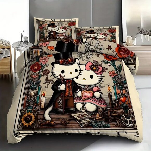 Bedding 3pcs Hello Kitty Bedding Set Ultrasoft Polyester Duvet Cover